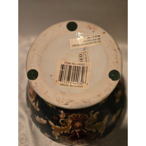 ASIAN VINTAGE PORCELAIN TEMPLE JAR HAND PAINTED MULTI-COLOR GOLD TRIM 12"  Set o - Picture 11 of 11